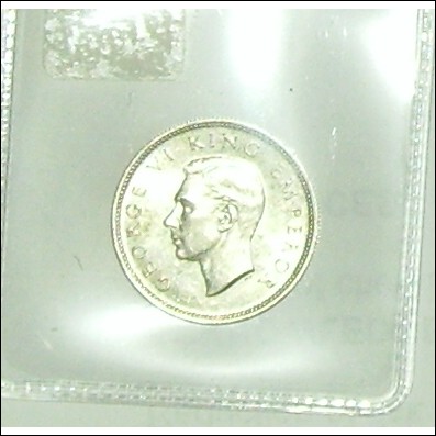 NZ 1945 silver shilling vf+