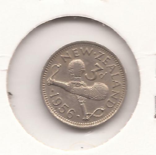 NZ 1956 Strapless threepence F