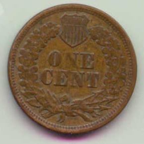 USA 1866 Indian head one cent coin. F