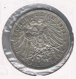 German States PRUSSIA 3 Mark 1912