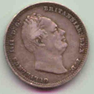 1834 King William IV Silver Shilling Coin