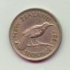 NZ 1957 sixpence no shoulder strap. Avg