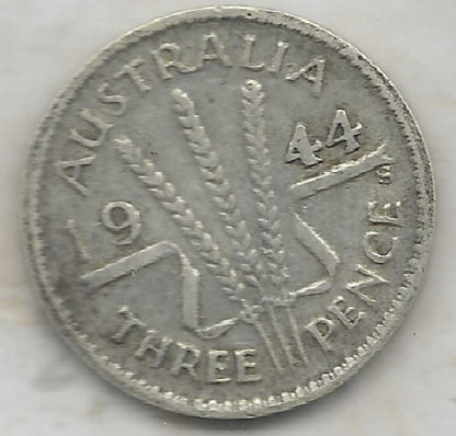 Australian Silver 1944 Threepence 2 Varieties coins