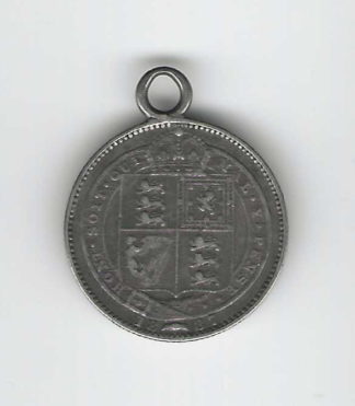 Queen Victoria 1887 Silver Shilling on mount for necklace