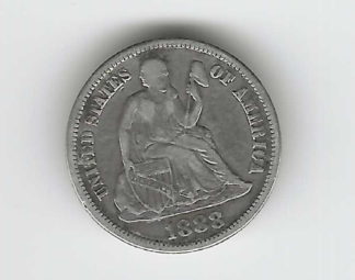 USA 1888s Seated Liberty silver dime.