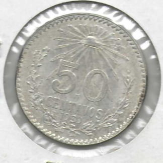 1939 Silver Mexico 50 Centavo