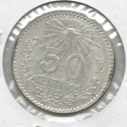 1939 Silver Mexico 50 Centavo