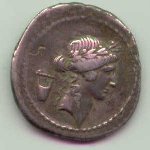 Ancient Roman Republic P. Clodius M.f. Turrinus 42 BC. Rome. AR denarius Apollo - Diana Lucifera
