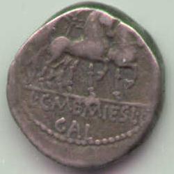 Ancient Roman Republic L. C. Memmius L. f. Galeria AR Denarius. 87 BC. Rome