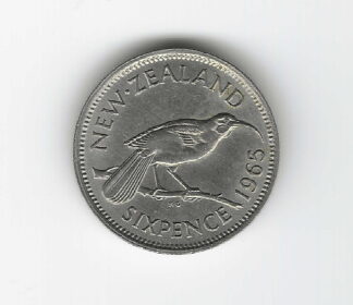 NZ 1965 Broken wing sixpence.