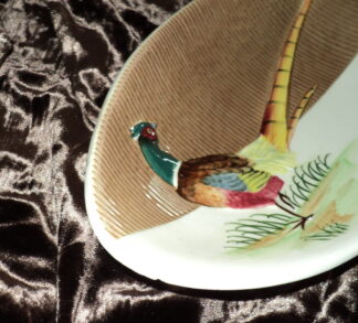 Vintage Pheasant Bird Set of two bowls. Shallow Bowl Plate set. Japan.